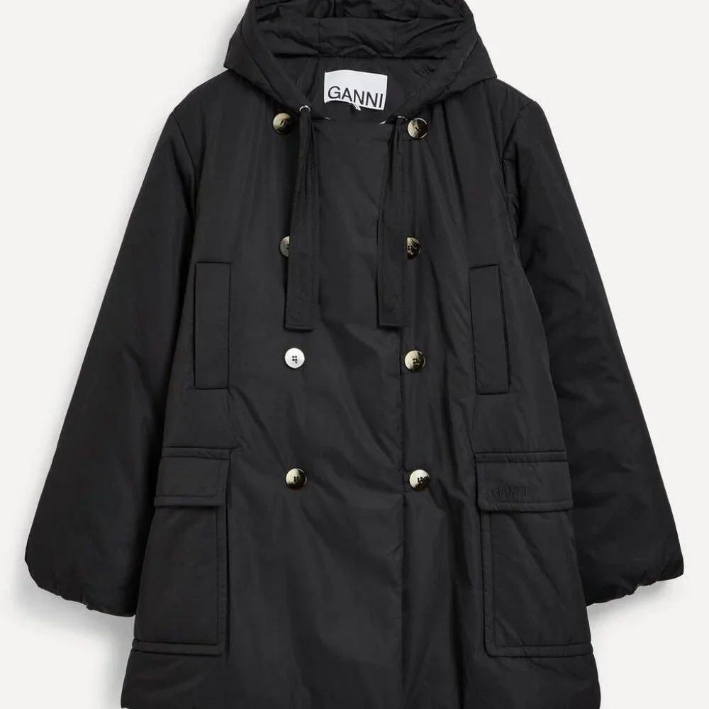 Ganni Black Puffer Midi Jacket/Parka - Picture 2 of 6